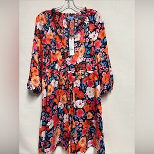 Draper James Multicolor Floral Long Sleeve Dress